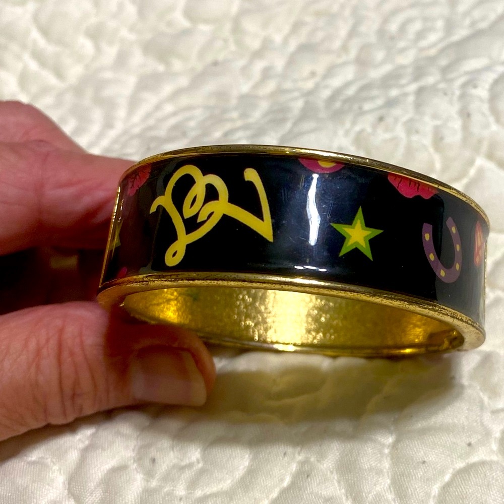 Betsey Johnson Black and Gold Bangle Bracelet
